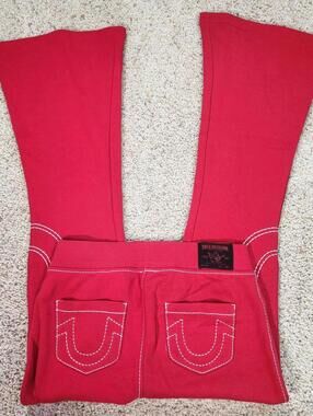 NEW True Religion Pull-On Flare Jeans Red Anniversary Medium